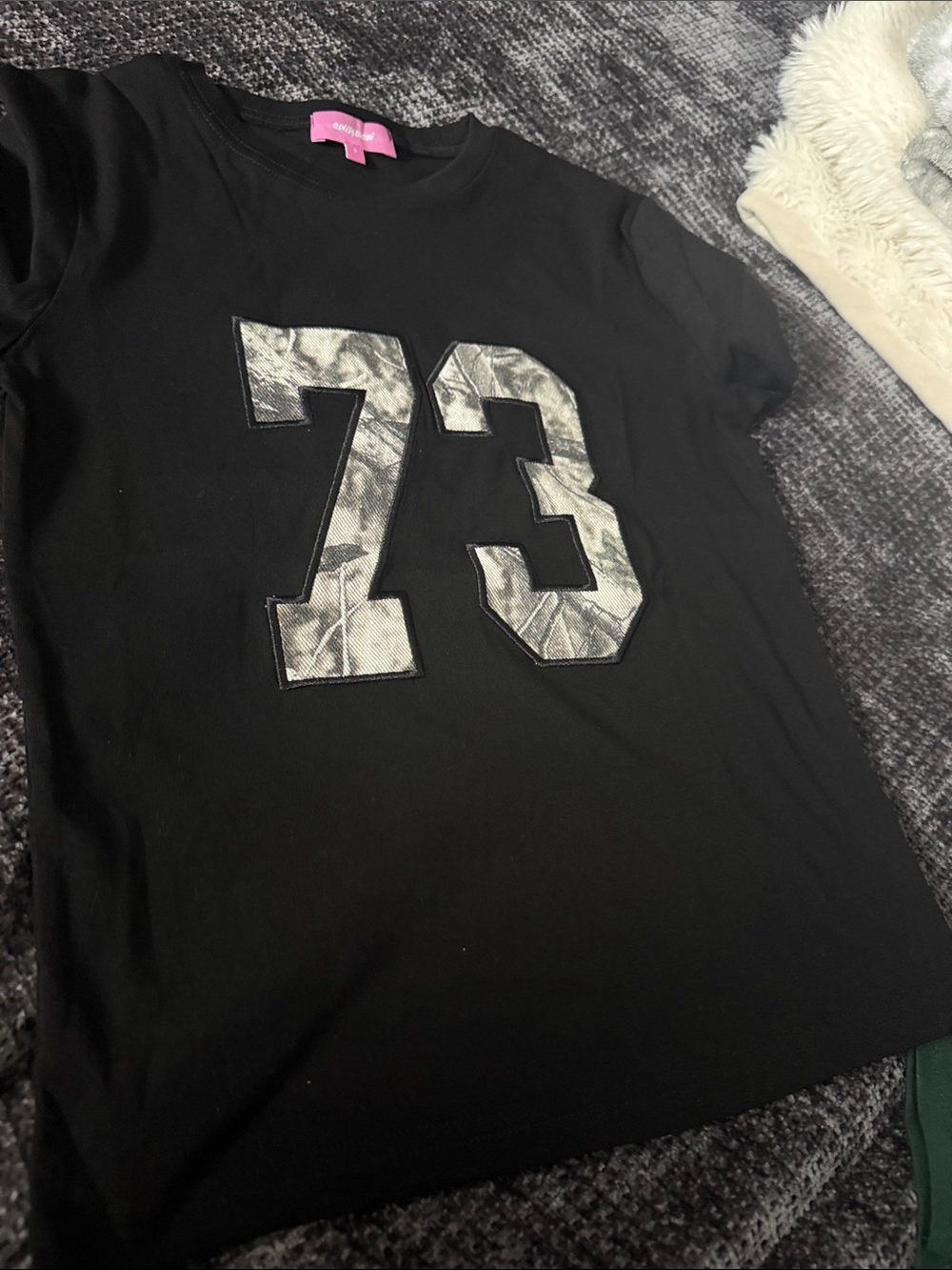 Edikted Black Short Sleeve Tee with Silver '73' Graphic